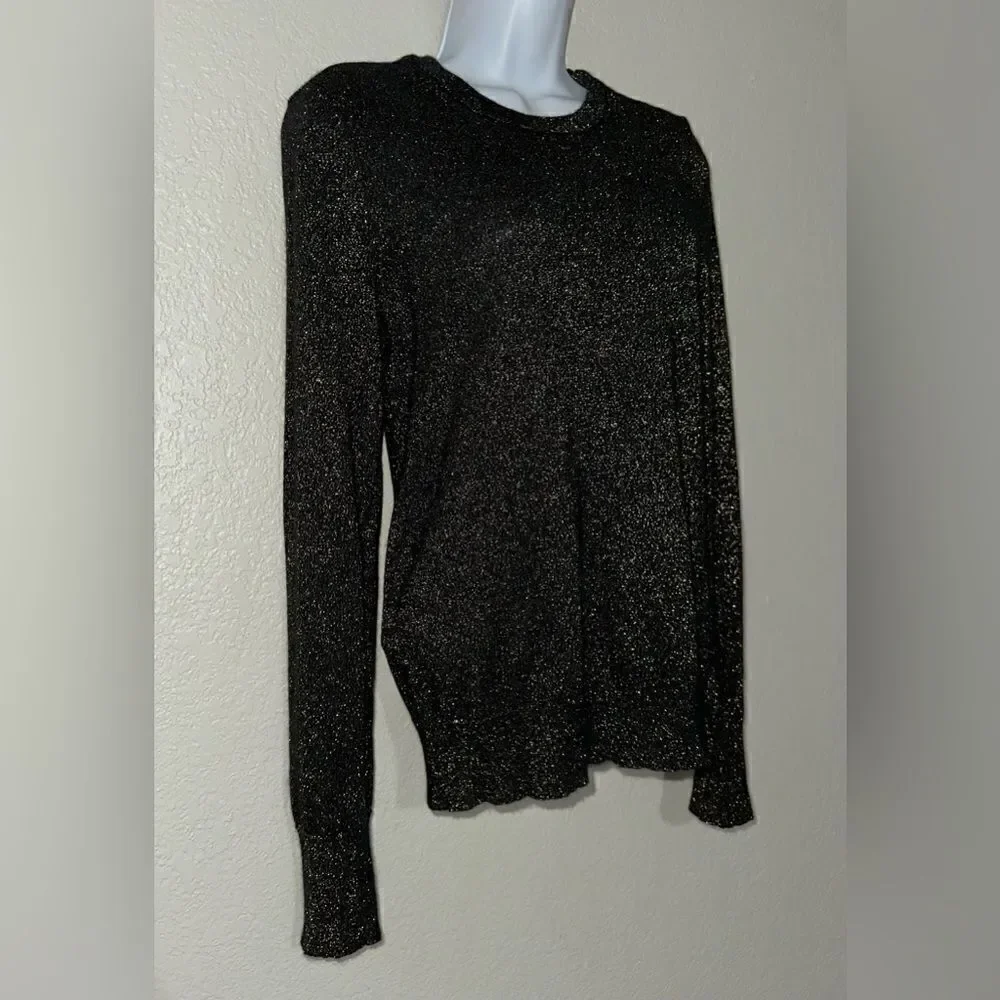 Equipment Femme Ondine‎ Crew Neck Sweater Black/Gold Sparkle Merino Wool/… - Picture 3 of 7